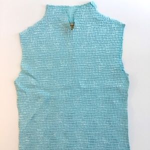 Aqua Sleeveless Pucker Top - Medium -PLISSE’ -NWOT
